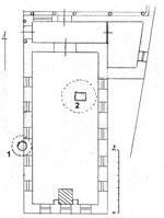 Схема расположения колодцев (№№1,2) на территории Малой кенасы